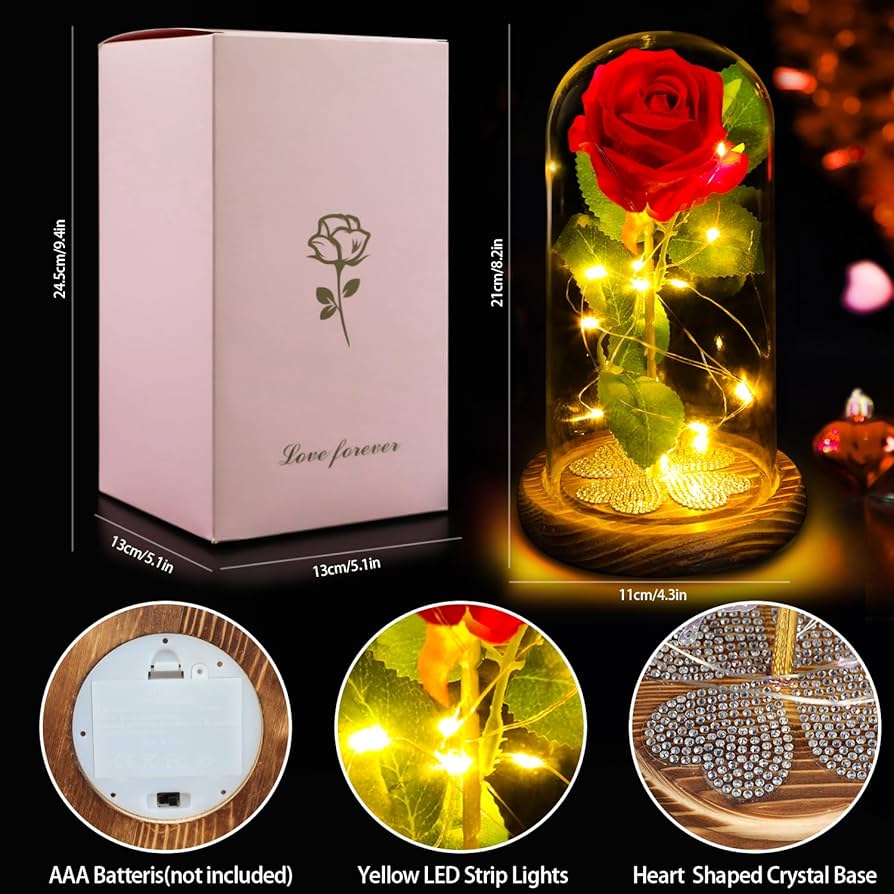 Amazon｜Sawowkuya 美女と野獣のバラ ガラスドーム プリザーブド